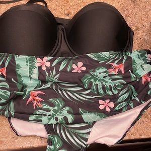 SHEIN Swim New Shein Swim Vcay Plus Tropical Print Push Up Bikini
